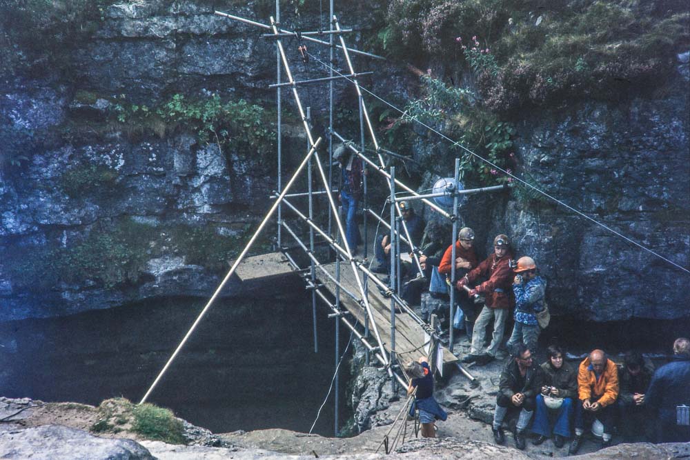 A winch errected over Gaping Gill shaft