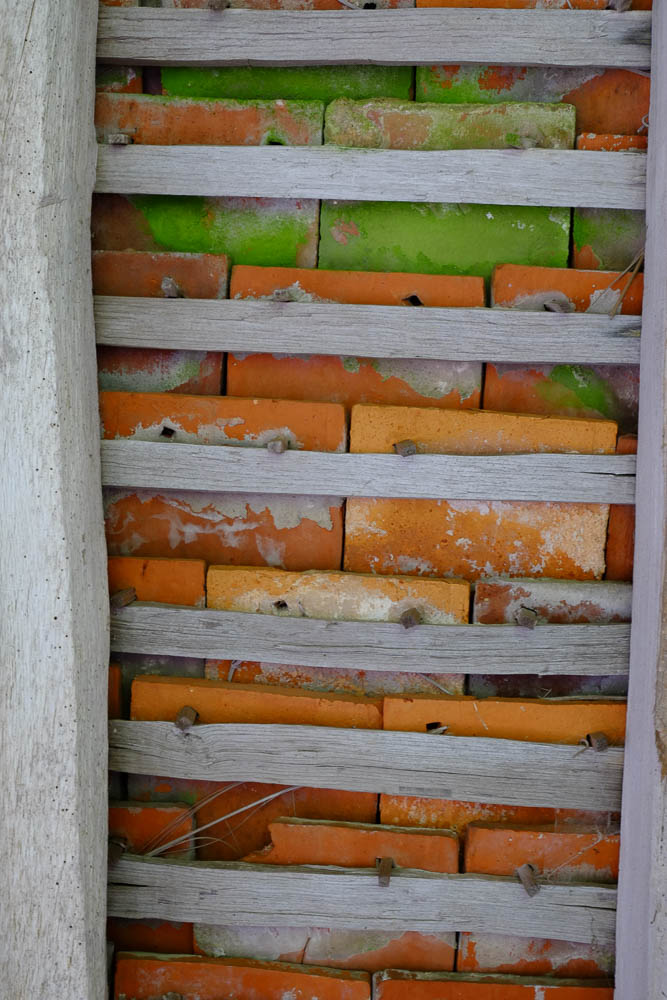 The underside of the roof tiles in the pergola